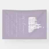 Lavendel Antieke Kasteelhochzeitsonthaal Spandoek (Horizontaal)