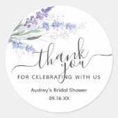 Lavendel Aquarel Bedankje Favor Ronde Sticker (Voorkant)