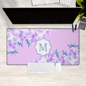 Lavendel Aquarel Bloem Custom Monogram Bureaumat