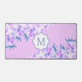 Lavendel Aquarel Bloem Custom Monogram Bureaumat (Voorkant)
