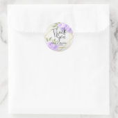 Lavendel Aquarel Bloemen en Witte Glitters Ronde Sticker (Tas)