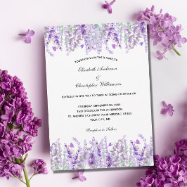 Lavendel Aquarel Elegante Bloemige Bruiloft Kaart