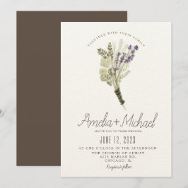 Lavendel Aquarel Milieuvriendelijke Boeket Bruilof Kaart