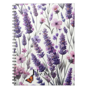 Lavendel Aquarel Paarse Bloemen Bloemmotief Notitieboek