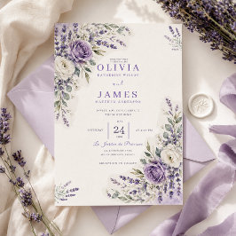 Lavendel Aquarel Tuin Trouwuitnodiging Kaart