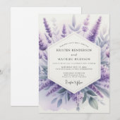 Lavendel Aquarel Weide Bruiloft Kaart (Voorkant / Achterkant)