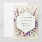 Lavendel Aquarel Weide Bruiloft Kaart (Voorkant / Achterkant)