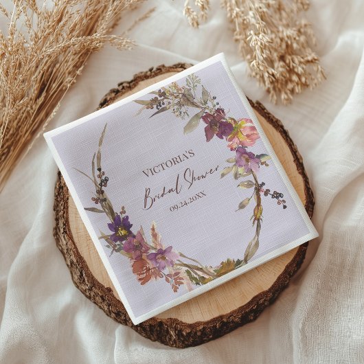 Lavendel Aquarel Wilde Bloem Bruidsborrel Servet