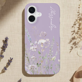 Lavendel Aquarel Wilde Bloemen iPhone 16 Hoesje
