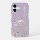 Lavendel Aquarel Wilde Bloemen iPhone 16 Hoesje (Achterkant)