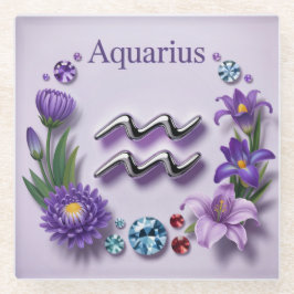 Lavendel Aquarius Glyph Glass Onderzetter