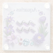 Lavendel Aquarius Glyph Glass Onderzetter (Achterkant)