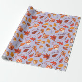 Lavendel Autumn Wrapping Paper: Eekhoorn, bladeren Cadeaupapier (Uitgerold)