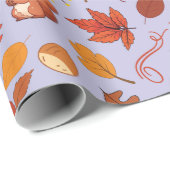 Lavendel Autumn Wrapping Paper: Eekhoorn, bladeren Cadeaupapier (Rol Hoek)
