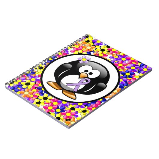 Lavendel Awareness Lint Pinguïn Notitieboek (Linkerzijde)