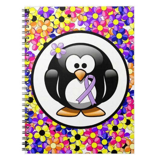 Lavendel Awareness Lint Pinguïn Notitieboek (Voorkant)