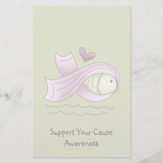 Lavendel Awareness Ribbon Fish Stationery Briefpapier (Voorkant)