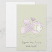 Lavendel Awareness Ribbon Fish Stationery Briefpapier (Voorkant / Achterkant)