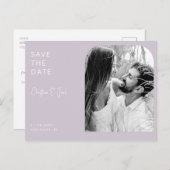 Lavendel B/W Photo Arch Bruiloft Save the Date Briefkaart (Voorkant / Achterkant)