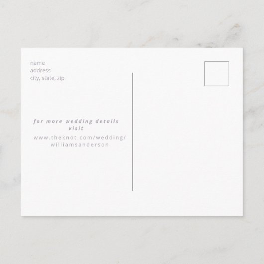 Lavendel B/W Photo Arch Bruiloft Save the Date Briefkaart (Achterkant)