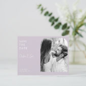 Lavendel B/W Photo Arch Bruiloft Save the Date Briefkaart (Staand voorkant)