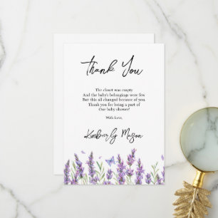 Lavendel   Baby in Bloom Baby Shower Bedankkaart
