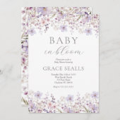 lavendel baby in Bloom Baby shower Uitnodiging (Voorkant / Achterkant)