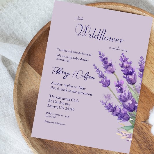 Lavendel Baby shower aankondiging