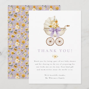 Lavendel Baby Shower Bedankkaart Vintage Kinderw