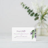 Lavendel Baby shower Luier Raffle Enclosure Informatiekaartje (Staand voorkant)