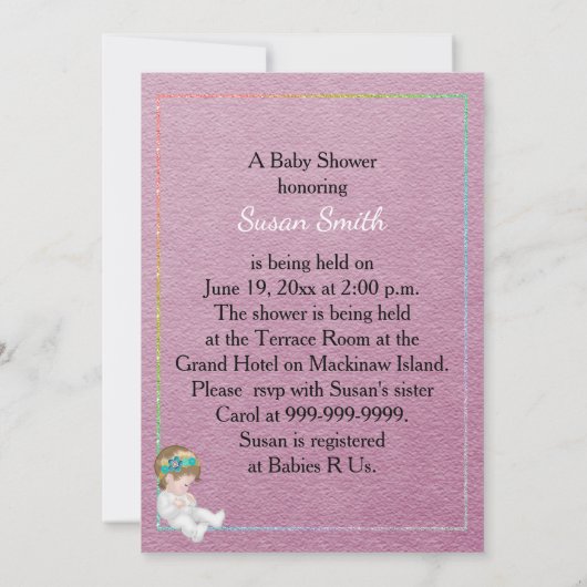  Lavendel Baby shower Uitnodiging met wieg (Achterkant)