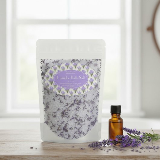 Lavendel Badzout Ovaal Label