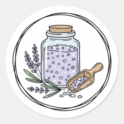 Lavendel Badzoutpot Etiket Illustratie | Spa (Voorkant)