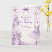 Lavendel Ballet Tutu Feest Kaart (Gele Bloem)