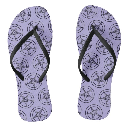 Lavendel Baphomet Pentagram Satanic Teenslippers (Voetbed)