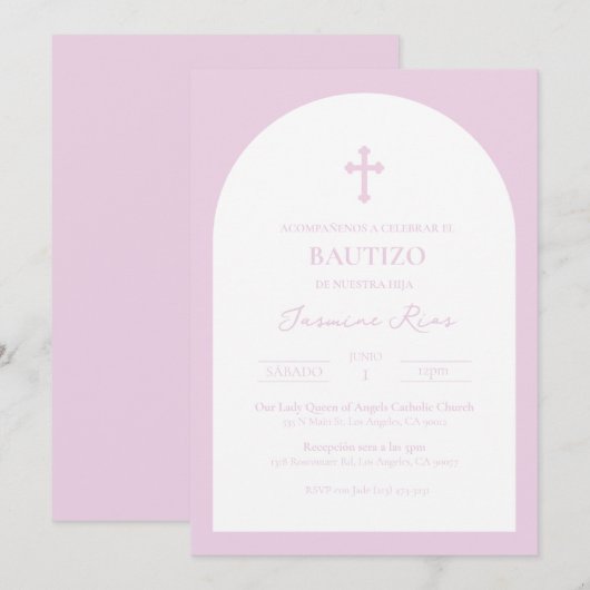 Lavendel Bautizo Invitación Baptism Uitnodiging (Voorkant / Achterkant)