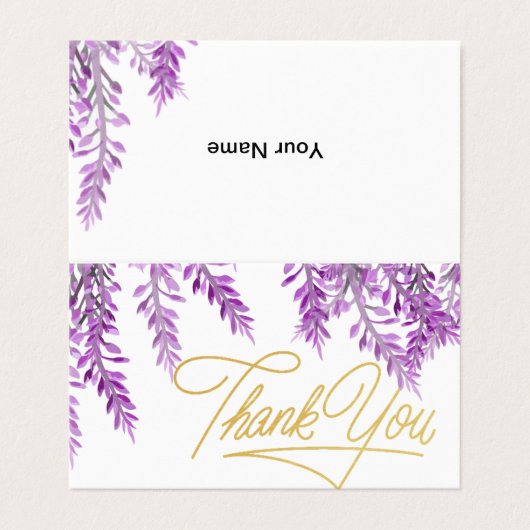 Lavendel bedankje kaart (Buitenkant ongevouwen)