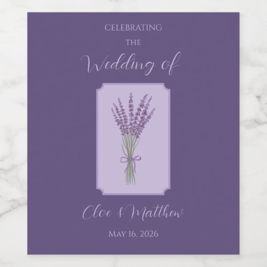 Lavendel Bedankt bruiloft Wijn Etiket (Enkel label)