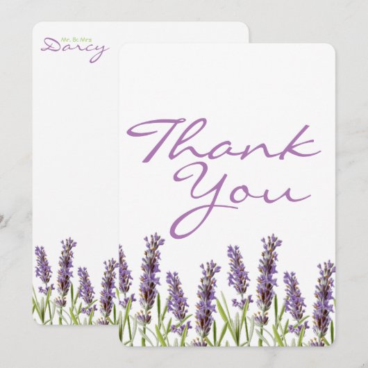 Lavendel Bedankt kaart (Voorkant / Achterkant)