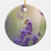 Lavendel Bee Natuur Foto Keramisch Ornament (Achterkant)