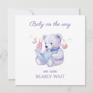 Lavendel Beer het lezen van een boek Baby shower