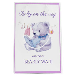 Lavendel Beer het lezen van een boek Baby shower Medium Cadeauzakje