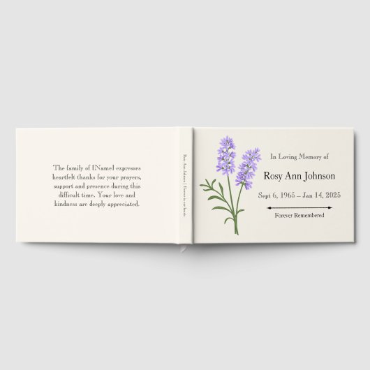 Lavendel begrafenis gastenboek - In liefdevolle he (Volledig)