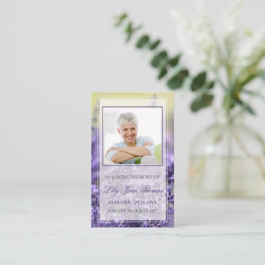 Lavendel begrafenis gebed Kaarten | In liefdevolle Visitekaartje (Staand voorkant)