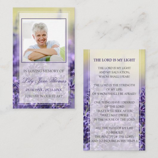 Lavendel begrafenis gebed Kaarten | In liefdevolle Visitekaartje (Voorkant / Achterkant)