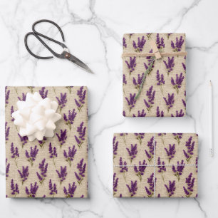 Lavendel Beige Bloemige Botanische Paarse Beige  Inpakpapier Vel