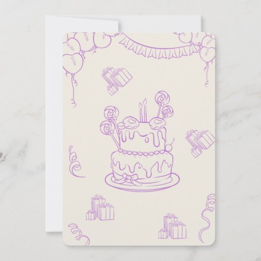 Lavendel Beige grillige 14e verjaardag viering Kaart (Achterkant)