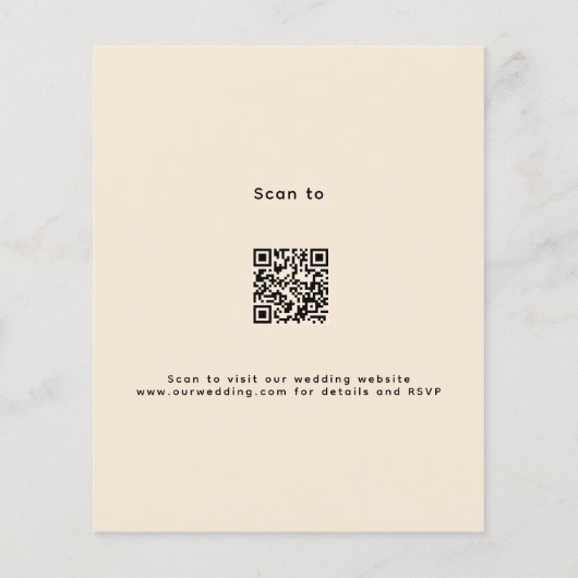 Lavendel beige QR RSVP budget bruiloft uitnodiging (Achterkant)