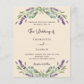 Lavendel beige QR RSVP budget bruiloft uitnodiging (Voorkant)