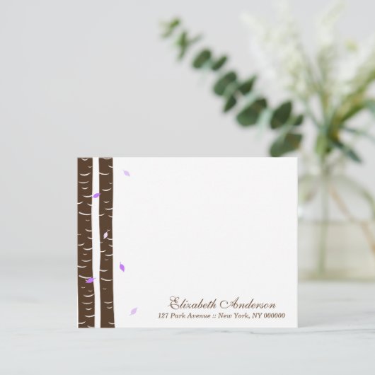 Lavendel Berk Bomen Plat Notitiekaarten Kaart (Staand voorkant)